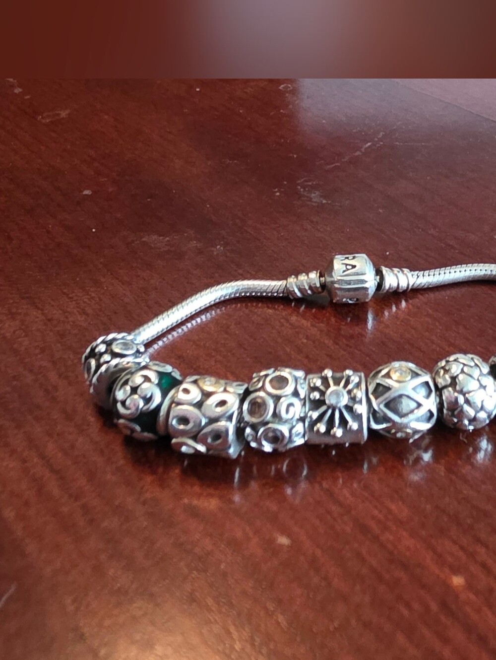 All Retired Original Pandora Moments 7.5 " Snake Chain 1 Clasp 7 Charms - Picture 6 of 16